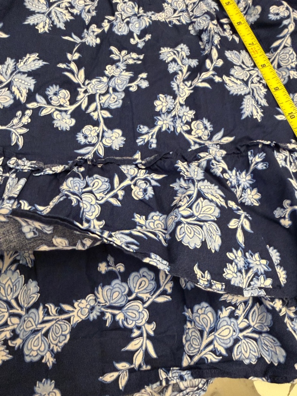 J. Crew Cottagecore high waisted blue white Ruffle Floral skirt size medium - Picture 4 of 8